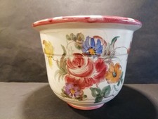 Großer Ulmer Keramik Übertopf Blumentopf Blumenbukett + Vögel  ca. 15,0 cm hoch