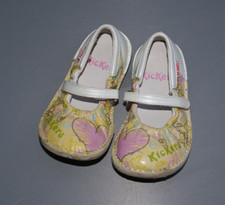 KICKERS Ballerinas Echtleder weiß rosa bunt m. Herz Gr. 24 wie NEU OVP 55,-- €