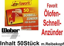 50 Stück favorit ® Ölofenanzünder m.Reibefläche Schnellzünder für Olofen 9501261