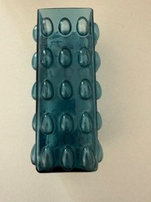 TRUE VINTAGE HIRSCHBERG Wilhelm Braun-Feldweg 1962 Blasenglasvase blau 20cm