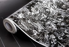 Stickerbomb Folie Old School Schwarz-weiß 150x30 cm Autofolien Stickerbomb folie