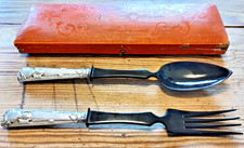 Salat-Besteck Horn Silberblech