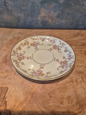 Johann Haviland Bavaria Porzellan Untertasse Goldrand rosa-gelbe Rosen E 02056