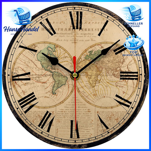 Wanduhr 20cm globe weltkarte - 20cm,