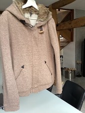 ❤️NP249€ WOOLRICH Wolljacke Gr. XXL Beige Cardigan Kapuze mit Kaninchenfell