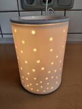 Porzellan Duftlampe Aromalampe DOTS  elektr. weiss ca. 14,4 cm hoch mit Birne 