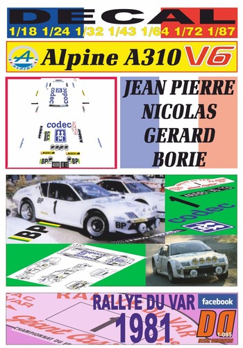 Decal renault alpine a310 - decal,