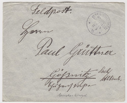Brief feldpost marine 1915 - feldpost, msp