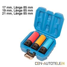 3tlg Felgen Kraft-Stecknuss-Satz Nuss 17 19 21 mm 1⁄2″ Schlagschrauber Sechskant