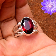 Mosambik Granat Edelstein Handarbeit 925 Sterling Silber Schmuck Ring alle Gr...