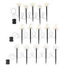 Gartenstecker Weihnachten 5er o. 10er Sets warmweiß 6/18h Timer Batteriebetrieb