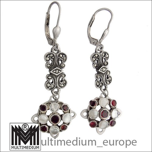 Antike silber ohrringe granat - ohrringe,