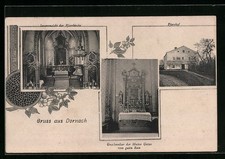 AK Dornach, Innenansicht der Pfarrkirche, Pfarrhof u. Gnadenaltar der Mutter Go 