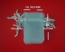 10X 50X70 MM ORGANZASÄCKCHEN HELLBLAU ORGANZA BEUTEL GESCHENKBEUTEL SÄCKCHEN