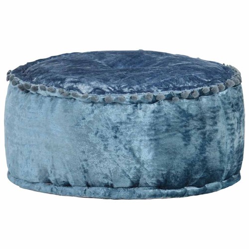 Pouf rund samt - samt, blau
