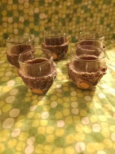 Vintage schnaps gläser holz - 5,