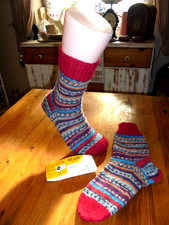Socken Strümpfe bunt Handarbeit handgestrickt Regia-Sockenwolle Gr. 38/40 Neu!