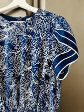 Damen Kleid Blau Weiß Gr. 42