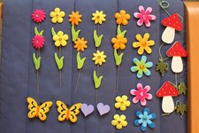 Filzblumen Schmetterling Pilze Herzen Basteln Dekoration