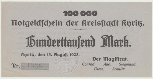 Kyritz kreis 100 tausend mark - kreis,