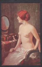 ALTE POSTKARTE AKT LA TOILETTE
