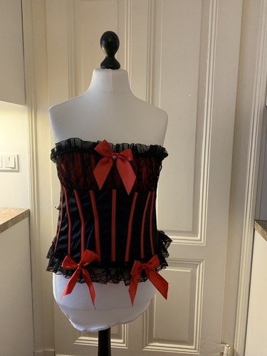 Korsage schwarz mit - rot, sowie