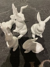 Fürstenberg Porzellan Hasenfiguren – 5er Set, weiß, Handarbeit WIE NEU