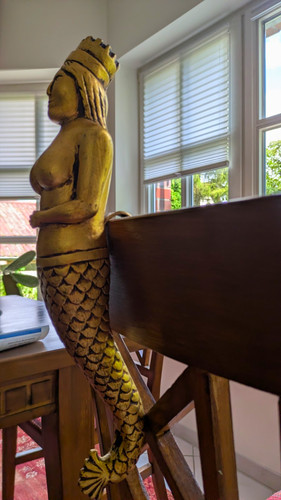 Antike meerjungfrau holzfigur - antike,