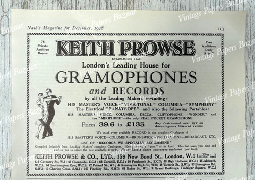 1920s keith prowse gramophone - 1920s,