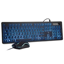 Rii Gaming Tastatur und Maus Set mit Kabel, 3 LED Hintergrundbeleuchtung QWER...
