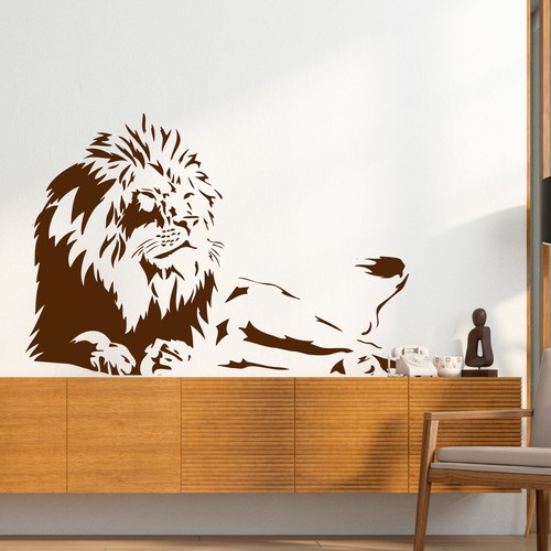 Wandtattoo löwe liegend 90x59 - löwe,