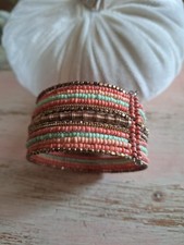 Spangenarmband Damen, rosa, türkis, bronze