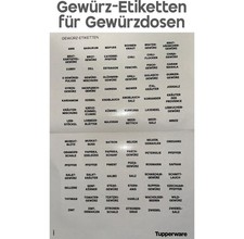 🍀Tupperware Gewürz-Etiketten Trockenvorrat Eidgenosse  Schwarz NEU🍀