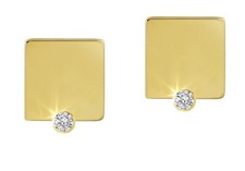 💎 585 ECHT GOLD 💎 Kleine Ohrstecker Quadrat 5 mm, mit Diamant 0,02ct. Brillant