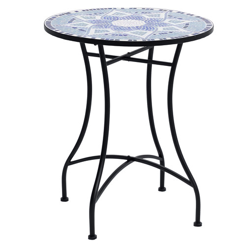 Mosaik gartentisch rund blau - mosaik,