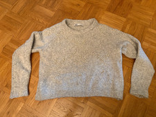 Flauschig weicher Winter Pullover mit Perlen von ZARA in Größe L grau meliert