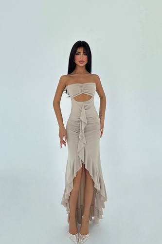 Beiges low abendkleid - beiges, hi-low