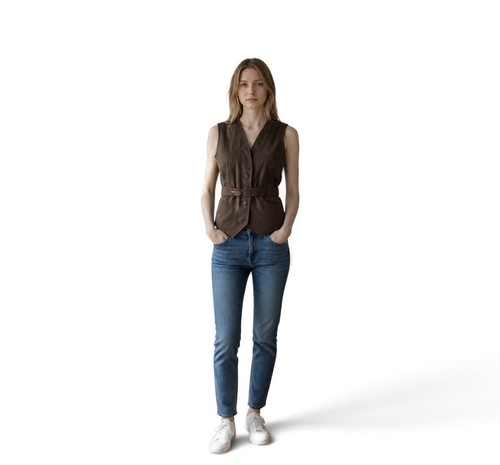 Brown pinstripe skunkfunk vest - pinstripe,
