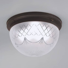 Berliner Messinglampen Deckenlampe Karolin verzierter Glasschirm Deckenlampe