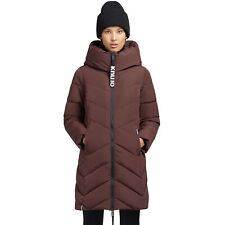 khujo Darka Damen-Wintermantel kurzer Parka Winter-Jacke Steppmantel Dunkelrot
