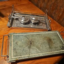 Heißer Stein/Grillstein, Marmorplatte, Gestell mit Tablett, 2 Brenner