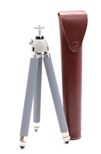 Ising Vintage Stativ Dreibein Messing ausziehbar bis 110 cm alt mit Ledertasche