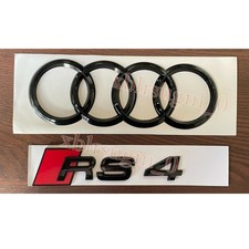 Für Audi A4 S4 RS4 Hinten Kofferraum Abzeichen 4 Ringe Logo Emblem Glanz Schwarz