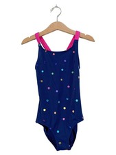 Boden Kinder Mädchen Badeanzug Punkte Ärmellos Blau Gr. 110