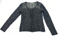 MAAS Strickjacke Cardigan Punkte Grautöne Größe 38