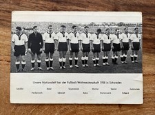 DFB NATIONALMANNSCHAFT WM 1958 SCHWEDEN POSTKARTE OHNE AUTOGRAMM HELMUT RAHN