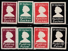Reklamemarken 8x Dr. OETKER "Vanillin-Zucker und Pudding-Pulver"