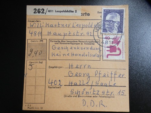 Paketkarte 1973 brd - paketkarte,