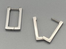 Edelstahl Ohrringe Rechteckig Klapp Creolen 20mm Damen Herren