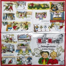 3 Servietten ~  Streiche von Max und Moritz Bubengeschichten Witwe Bolte